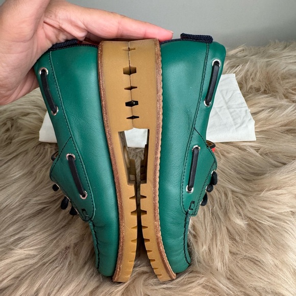 Authentic NWOT Gucci Boy Toddler Green Leather Loafer w/Red Tiger Print - Picture 7 of 7